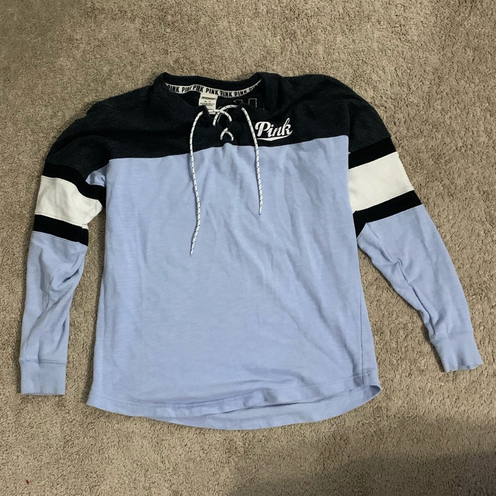 PINK lace up long sleeve shirt